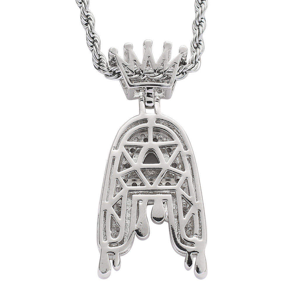 Hip Hop Four Leaf Clover Copper Pendant Necklace for Men and Women