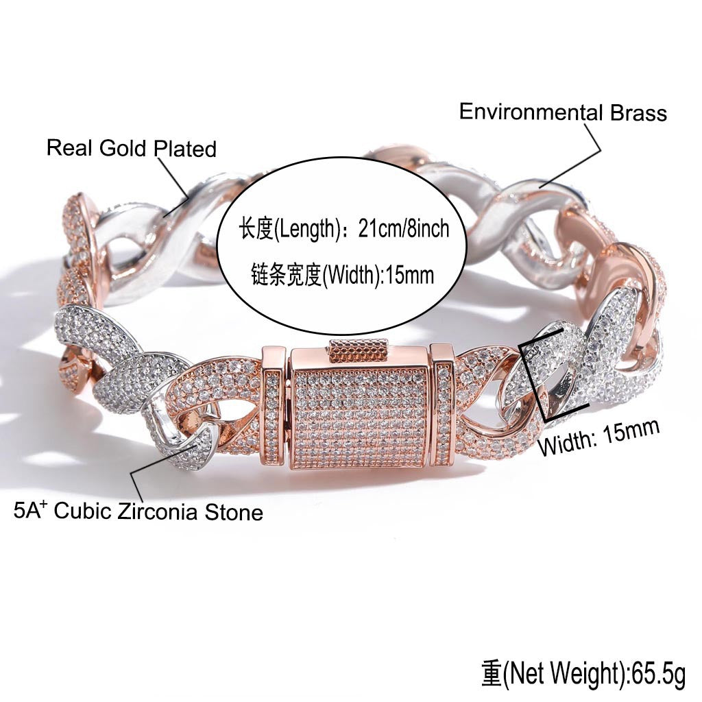 Hip Hop Cuban Link Cubic Zirconia Bracelet for Men