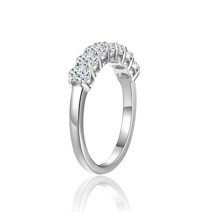 S925 Moissanite Row Ring for Women, Round-Cut Band Ring