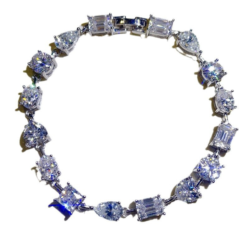 Moissanite Tennis Bracelet for Women, Mixed Shape Full Stone Bracelet 16cm 17cm 18cm product image