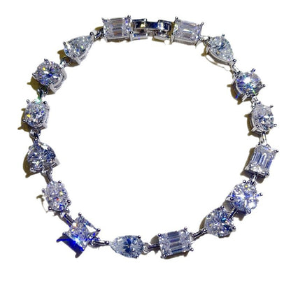 Moissanite Tennis Bracelet for Women, Mixed Shape Full Stone Bracelet 16cm 17cm 18cm