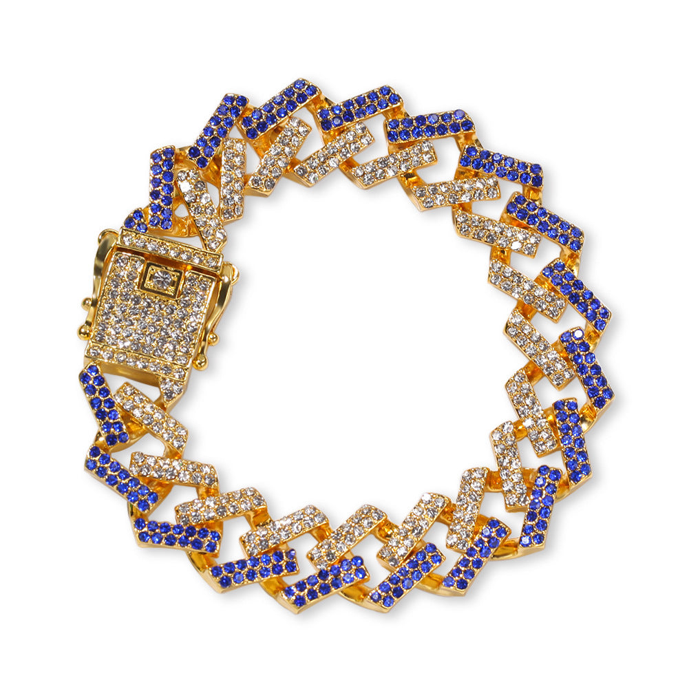 Unisex Iced Chain Link Bracelet 8 Inch Gold Silver Black Blue Statement Jewelry product image