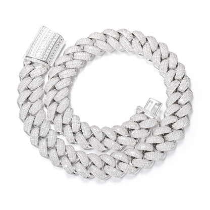 Iced Out Cuban Link Chain Necklace or Bracelet for Men and Women - Geometric Copper Jewelry with Cubic Zirconia