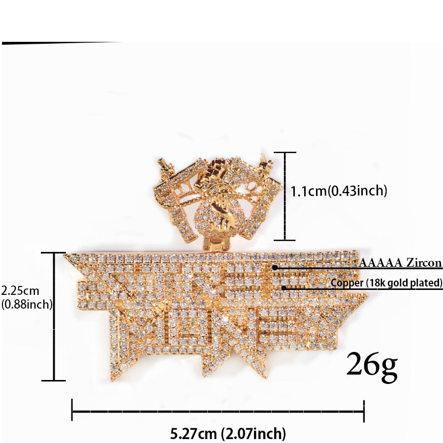 Iced Out Letter Pendant Necklace for Men Hip Hop Statement Chain