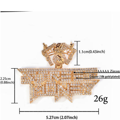 Iced Out Letter Pendant Necklace for Men Hip Hop Statement Chain