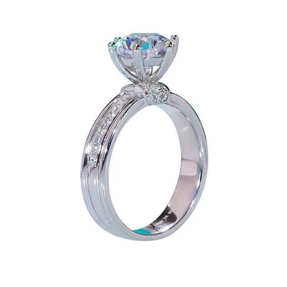 Moissanite Ring for Women Hidden Halo Solitaire Engagement Ring with U-Shaped Band, 1CT 2CT 3CT 5CT