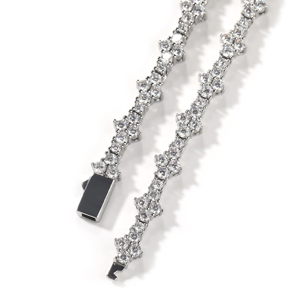 Unisex Crystal Line Chain Necklace & Bracelet - Silver or Gold Color Statement Jewelry product image