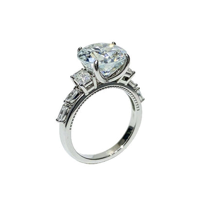 Geometric Halo Moissanite Ring for Women, 5 Carat & 8 Carat Color Stone Engagement Ring