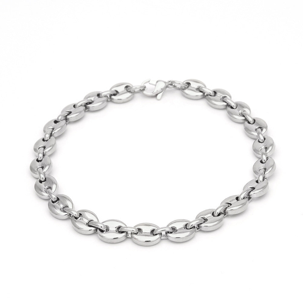 Men’s Stainless Steel Chain Bracelet – Gold Plated or Silver Plated Round Link Statement Bracelet product image