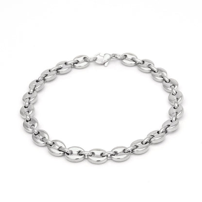 Men’s Stainless Steel Chain Bracelet – Gold Plated or Silver Plated Round Link Statement Bracelet