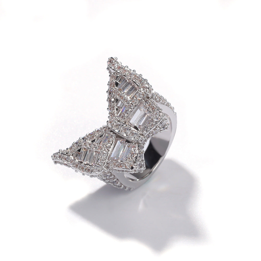 Butterfly Cubic Zirconia Statement Ring for Women & Men - Gold Plated or Silver Plated Hip Hop Style Band
