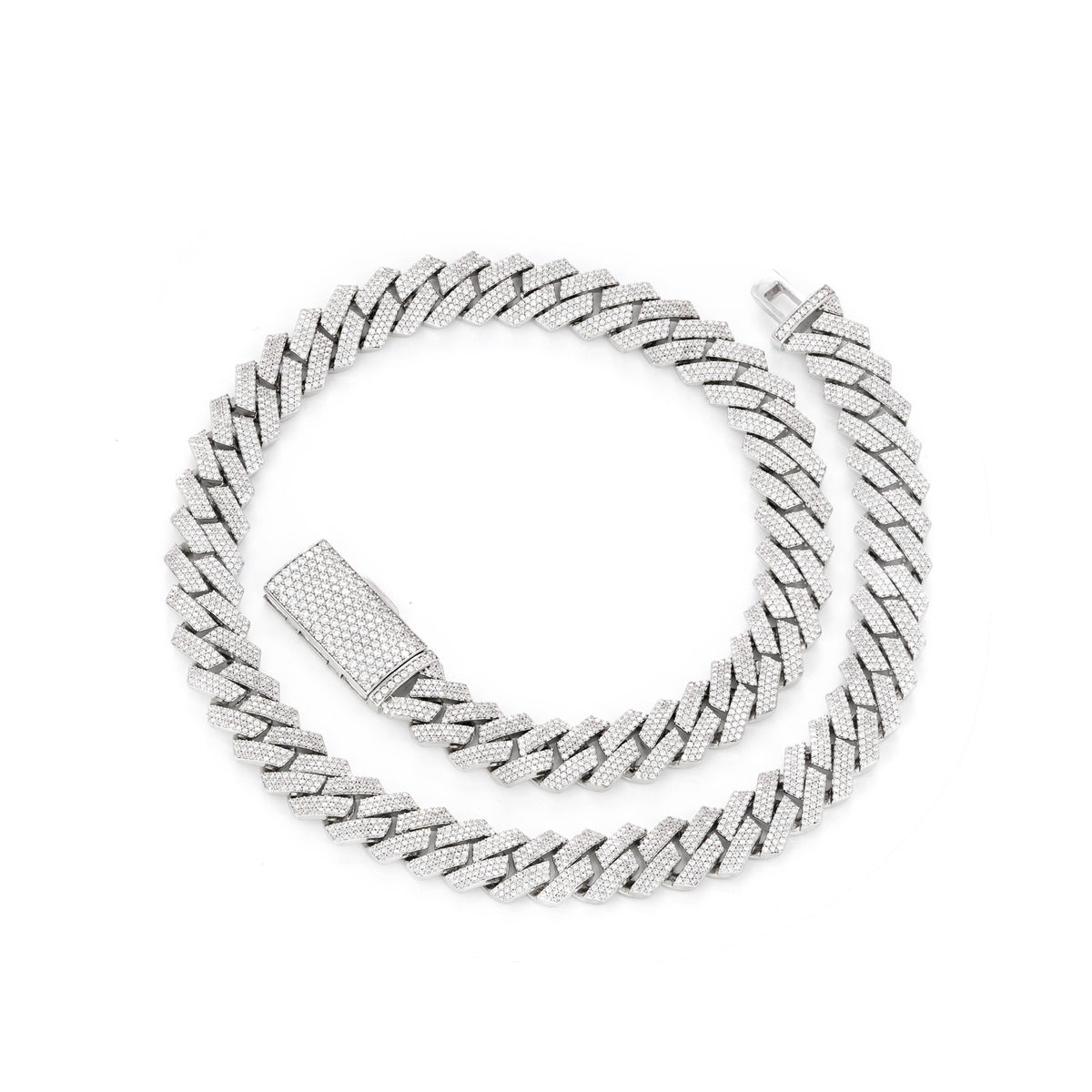 12mm Iced Out Cuban Link Chain Bracelet Necklace, Cubic Zirconia Hip Hop Unisex product image