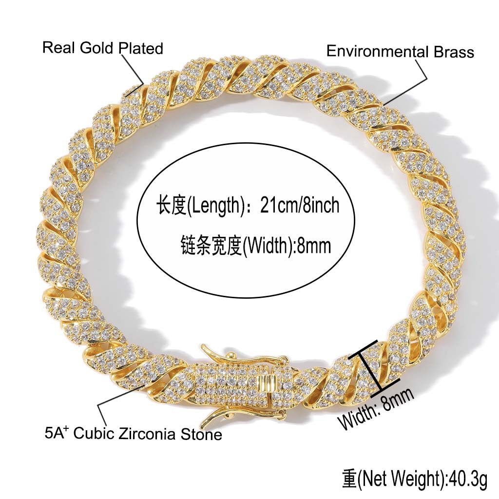 Hip Hop Minimalist Cuban Link Cubic Zirconia Necklace for Men and Women