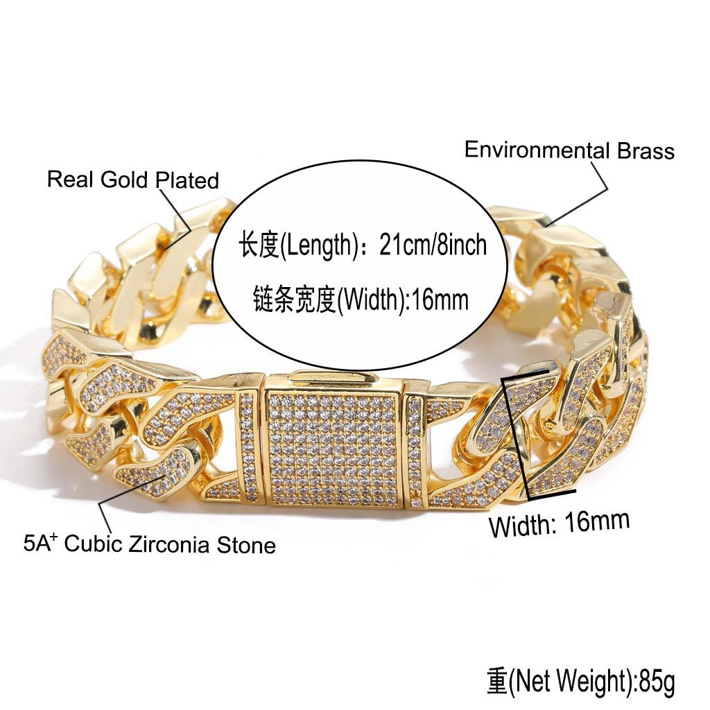 Vintage Light Luxury Cuban Link Copper Bracelet for Men