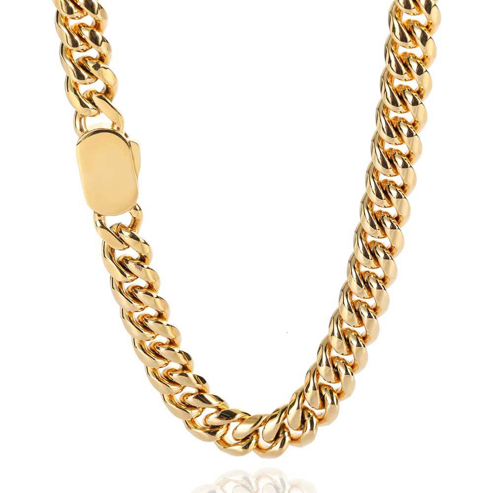 6-12 mm Polished Rounded Cuban Hip Hop Necklace with Stainless steel Base - CHA030 product image