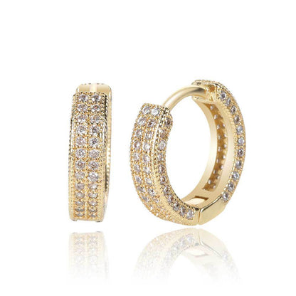 Pave CZ Hoop Hip Hop Earrings with Copper Base - EAR005
