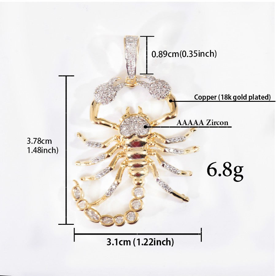 Unisex Iced Out Scorpio Pendant Necklace