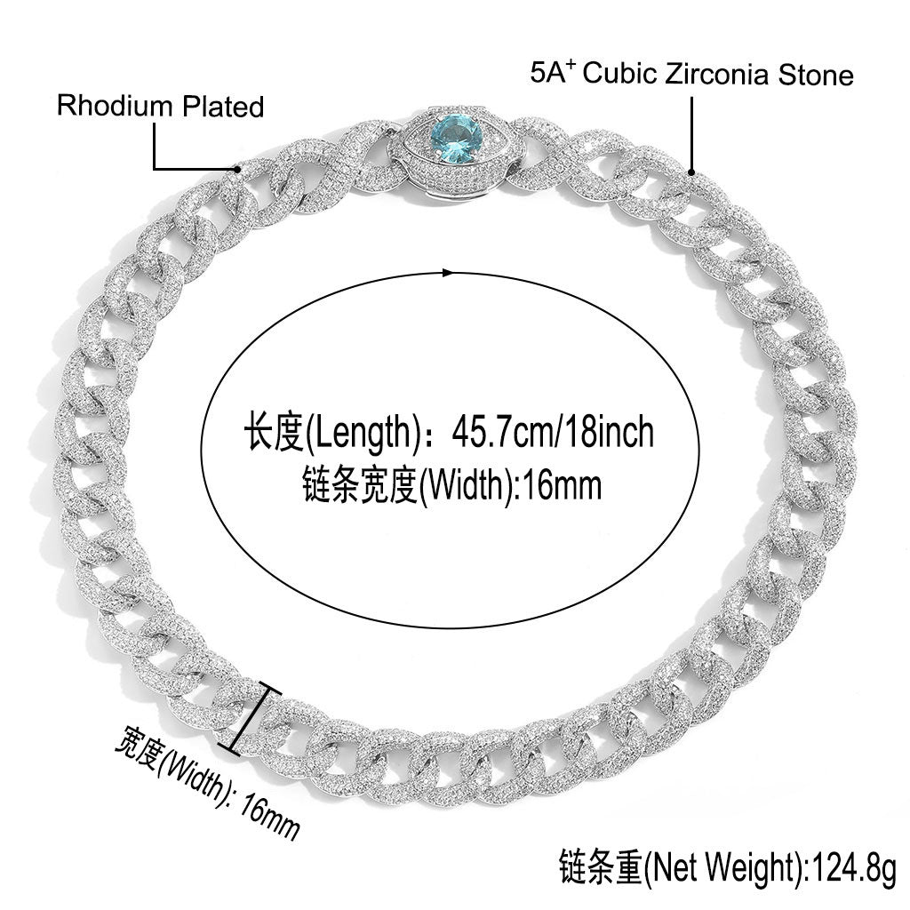 Hip Hop Vintage Cuban Link Cubic Zirconia Necklace for Men