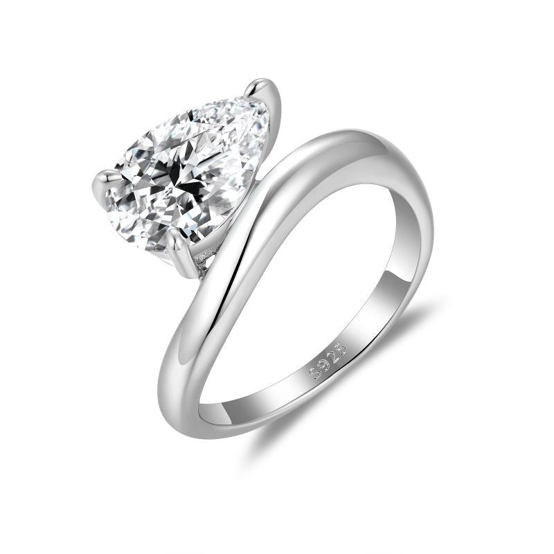 3 Carat Pear Moissanite Ring, S925 Sterling Silver 18K Gold-Plated Solitaire Ring for Women product image