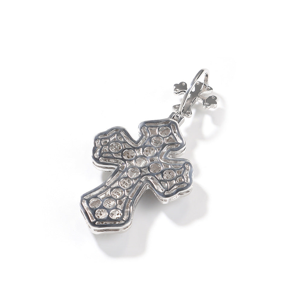 Cubic Zirconia Cross Pendant Necklace with Twisted Chain for Women and Couples product image