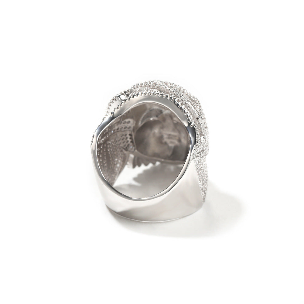 Men’s Iced Cubic Zirconia Portrait Ring – Hip Hop Statement Ring in Silver or Gold Tone product image