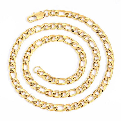 3-6 mm Polished Figaro Link Stainless steel Necklace - CHA145