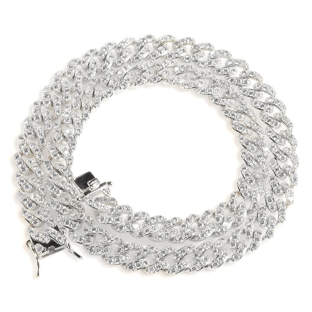 Iced Out Cuban Link Chain Bracelet, Anklet & Necklace with Cubic Zirconia in Gold and Silver Tone product image