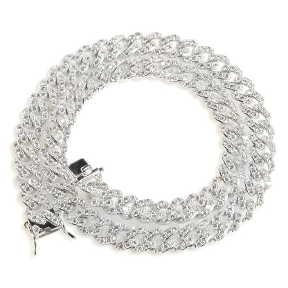 Iced Out Cuban Link Chain Bracelet, Anklet & Necklace with Cubic Zirconia in Gold and Silver Tone