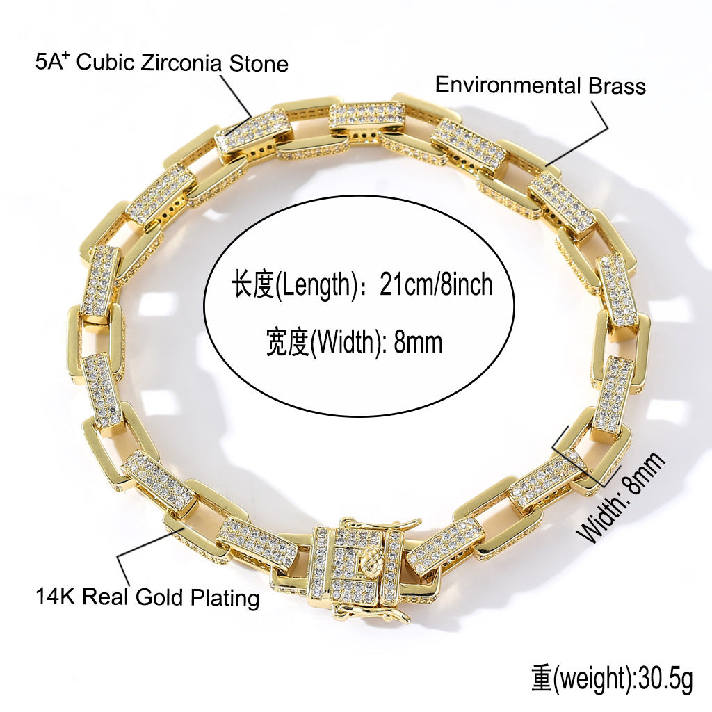 Hip Hop Fashion Cubic Zirconia Bracelet for Men and Women