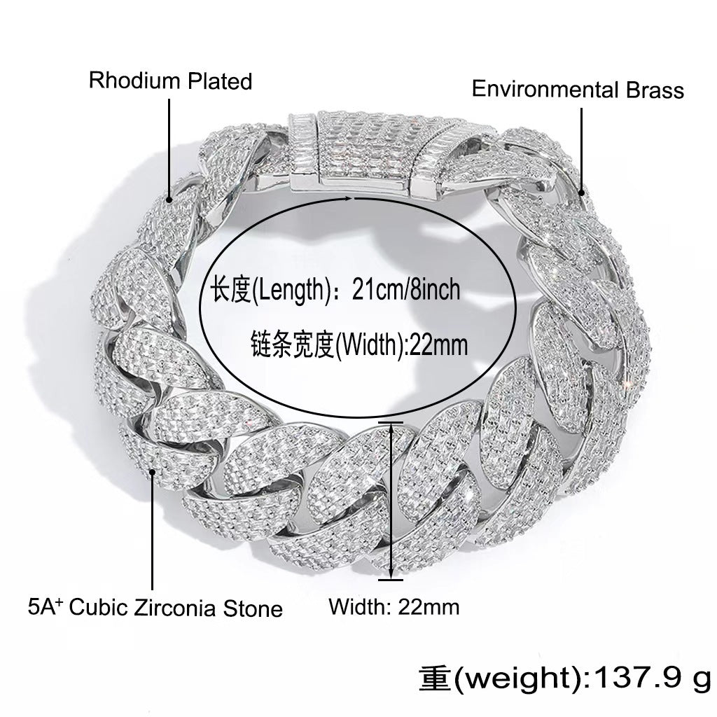 Hip Hop Cuban Link Bubble Cubic Zirconia Bracelet for Men