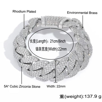 Hip Hop Cuban Link Bubble Cubic Zirconia Bracelet for Men