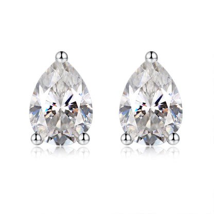Pink Pear Cut VVS1 Moissanite Stud Earrings in 925 Silver
