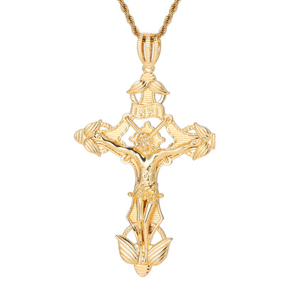 Vintage Cross Pendant Rope Chain Necklace for Women and Men - Hip Hop Streetwear Statement Jewelry