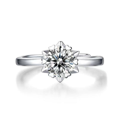 Moissanite Snowflake Flower Ring for Women, PT950 Engagement Ring, Promise Ring, Wedding Ring, Adjustable and Size Options