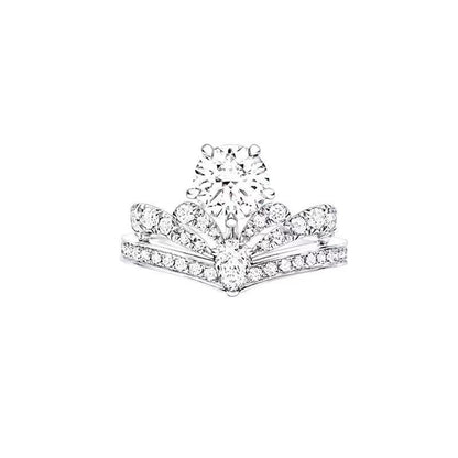 Crown Moissanite Ring for Women, Floral Halo Engagement Ring, 1 Carat Promise Wedding Ring