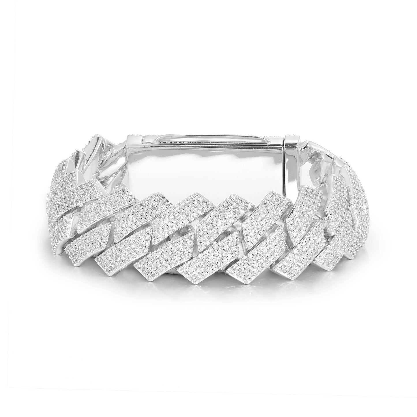 20mm Pavé Geometric Cuban Link Bracelet, Four-Row Zircon Bangle for Men and Women product image