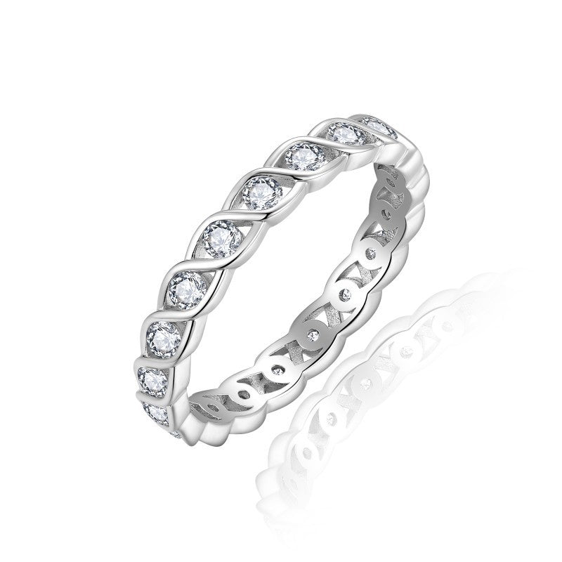 925 Silver Moissanite Twist Wave Ring, 18K Gold-Plated Stackable Band for Women product image