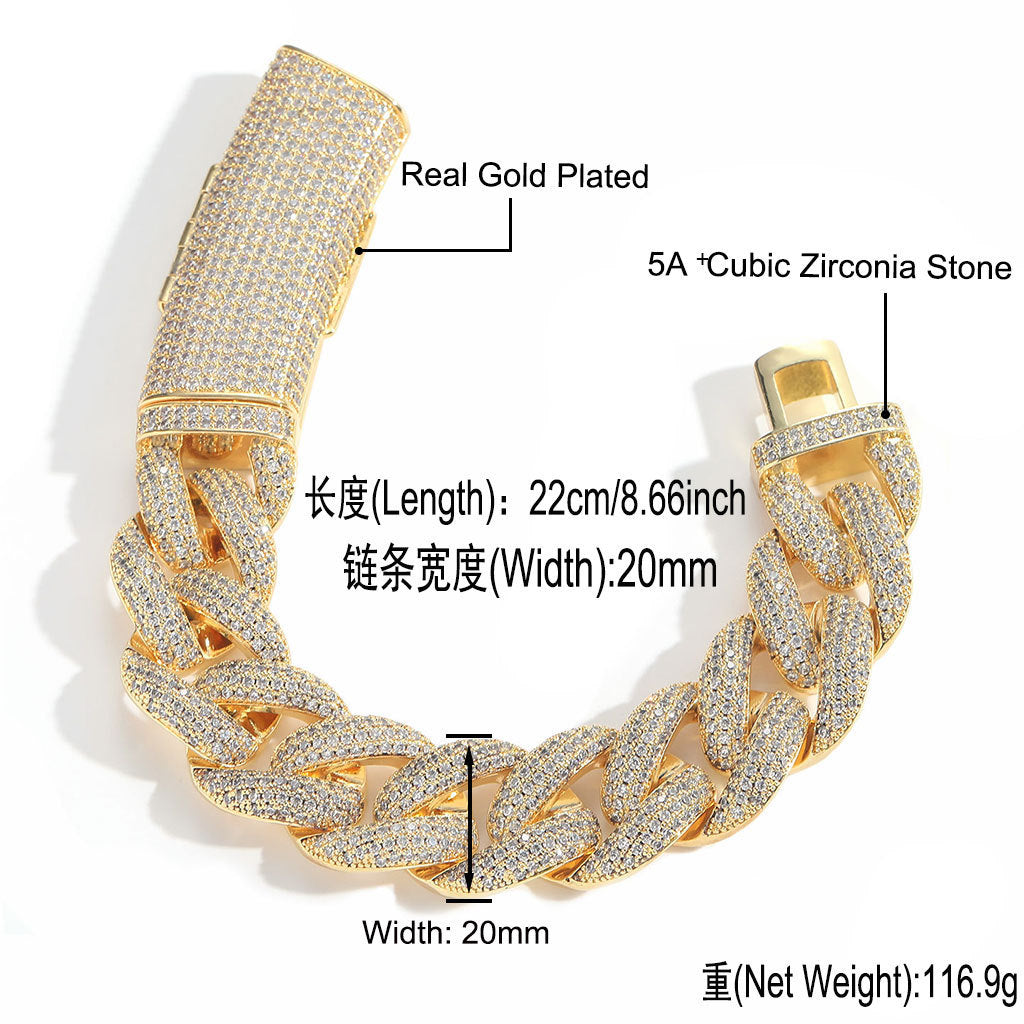 Hip Hop Cuban Link Bubble Cubic Zirconia Bracelet for Men