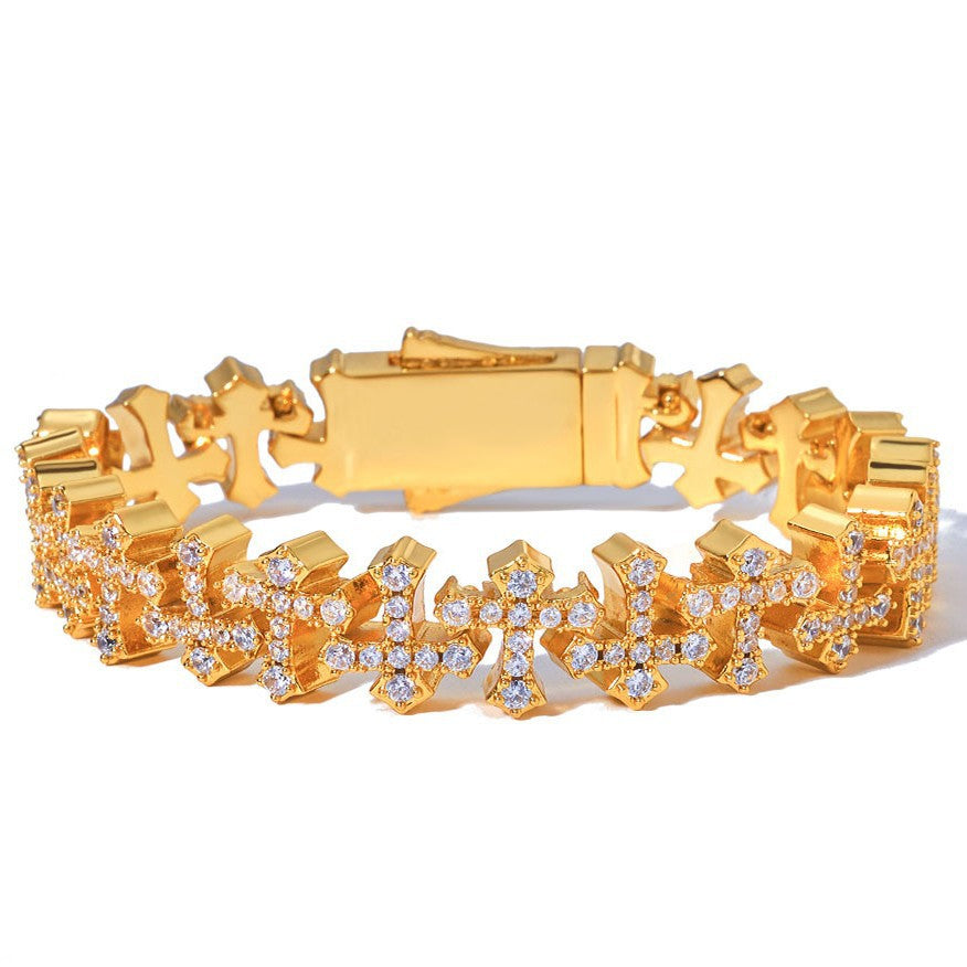 8.5-11 mm Cross CZ Link Copper Bracelet - CHA165 product image