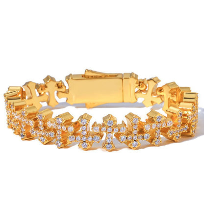 8.5-11 mm Cross CZ Link Copper Bracelet - CHA165