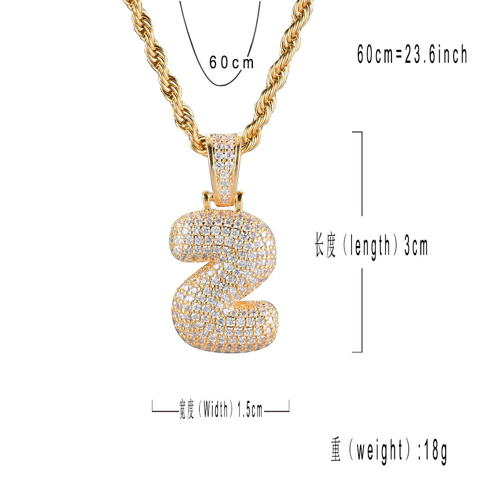 Minimalist Number Bubble Copper Pendant Necklace for Men and Women