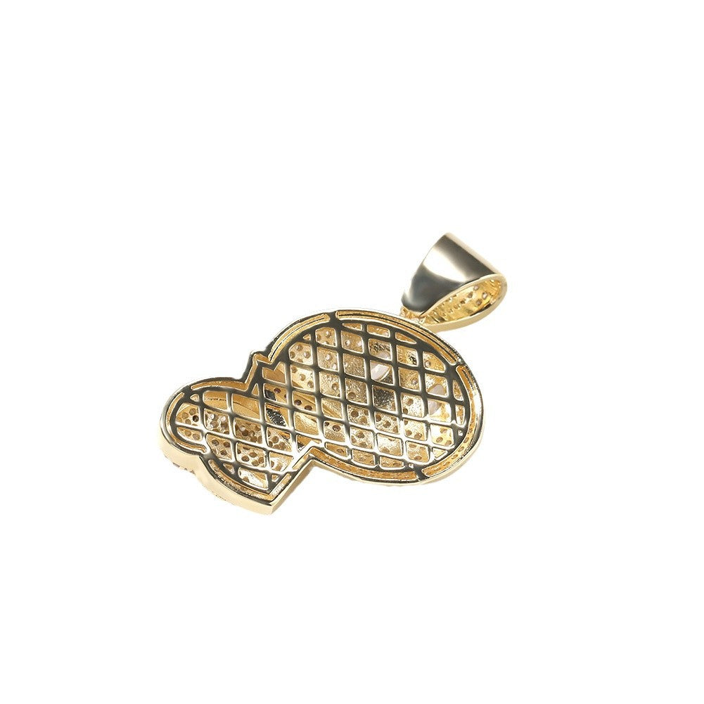 Iced Out Cartoon Face Pendant Necklace with Cubic Zirconia Hip Hop Chain for Women