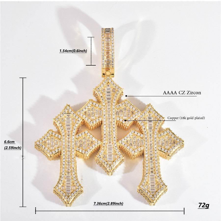 Unisex Iced Cross Pendant Necklace