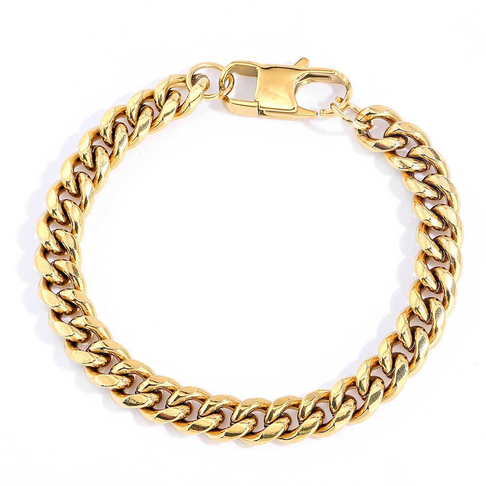 4-9 mm Polished Rounded Cuban Hip Hop Bracelet with Stainless steel Base - CHA062 product image