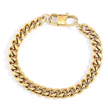 4-9 mm Polished Rounded Cuban Hip Hop Bracelet with Stainless steel Base - CHA062