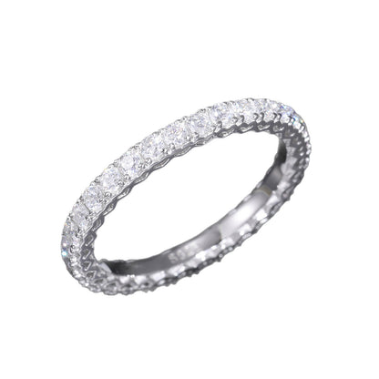 S925 Moissanite Eternity Ring for Women and Men, Round Cut Stackable Band in Yellow Tone