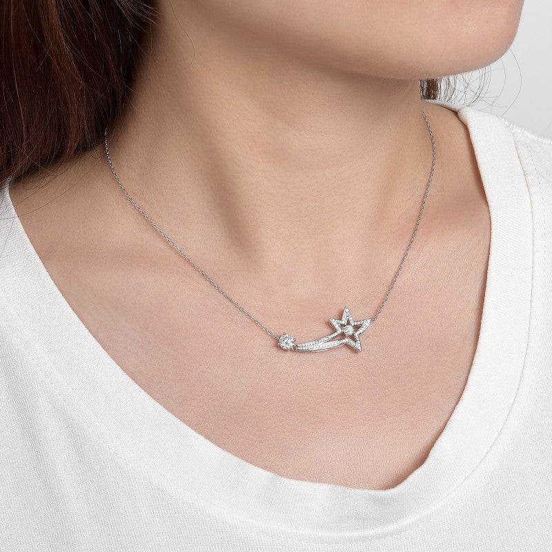 0.5 Carat Moissanite Star Pendant Necklace for Women, Celestial Comet Design product image