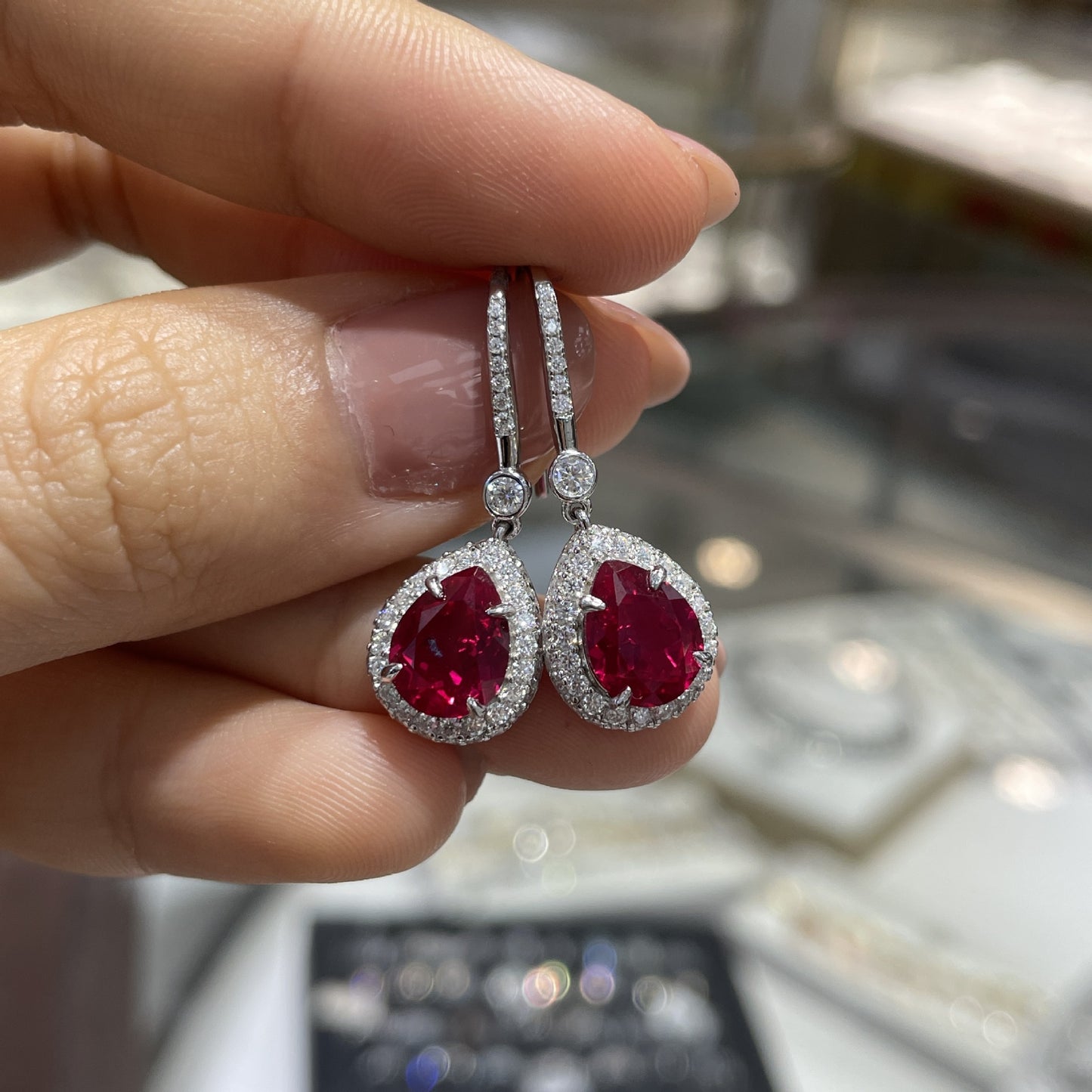 Pear Cut Teardrop Drop Earrings for Women, Faceted Color Stone Hook Dangle Earrings product image