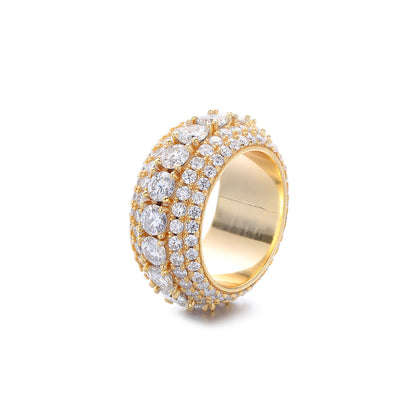 Pavé Cubic Zirconia Wide Band Ring for Men and Women, Unisex Chunky Ring, Two Color Options, Sizes 7-11