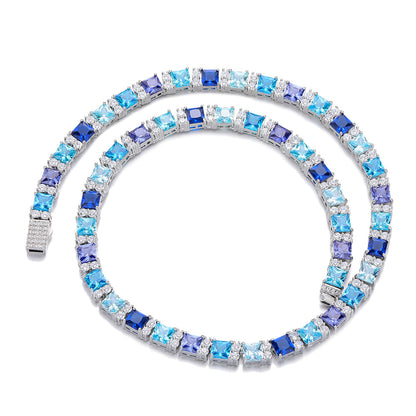 Colorful Square Stone Tennis Bracelet, Hip Hop Statement Bracelet, Unisex